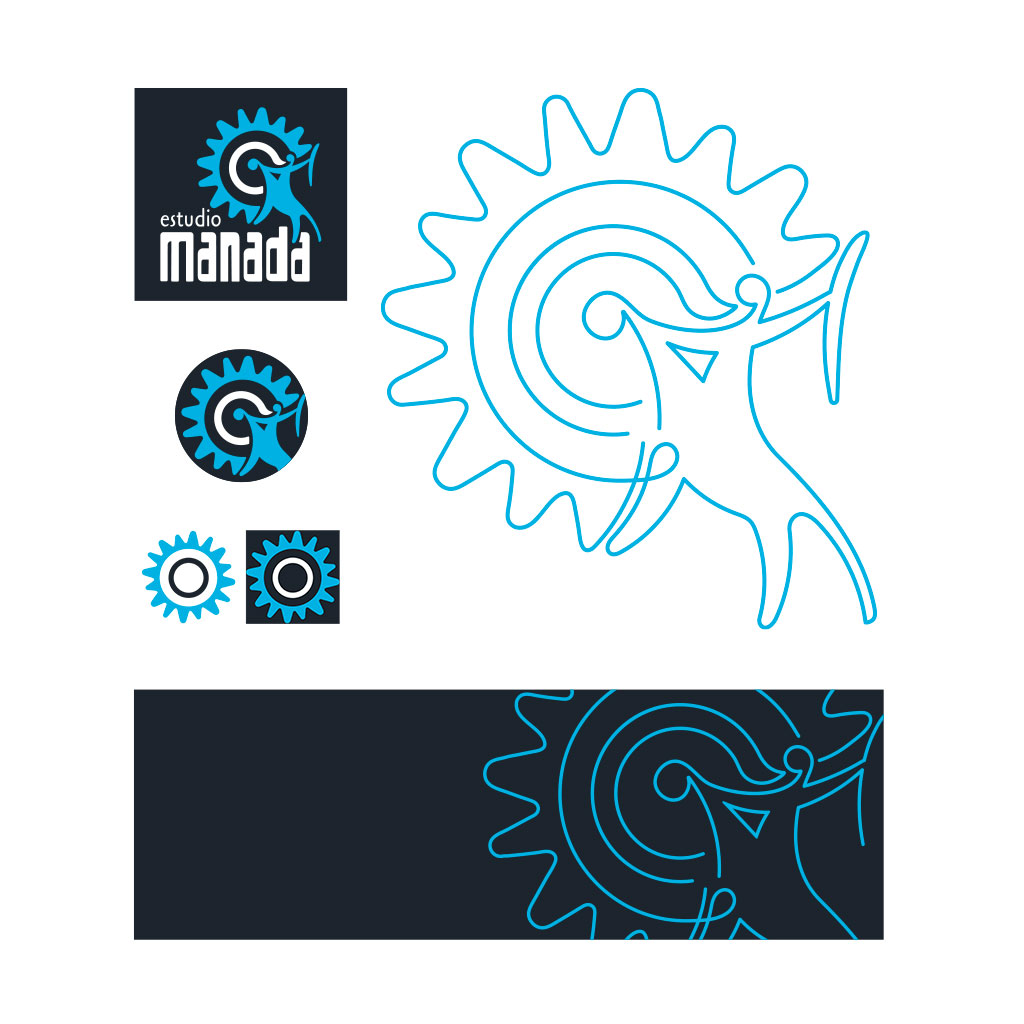 Aplicaciones del logotipo estudioManada